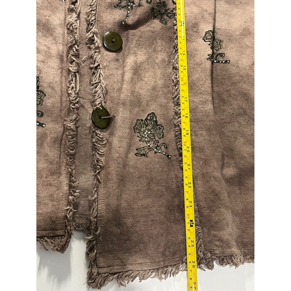 Cottagecore flashback boho Linen Cotton Blend Embroidered Jacket Size S - Picture 8 of 9